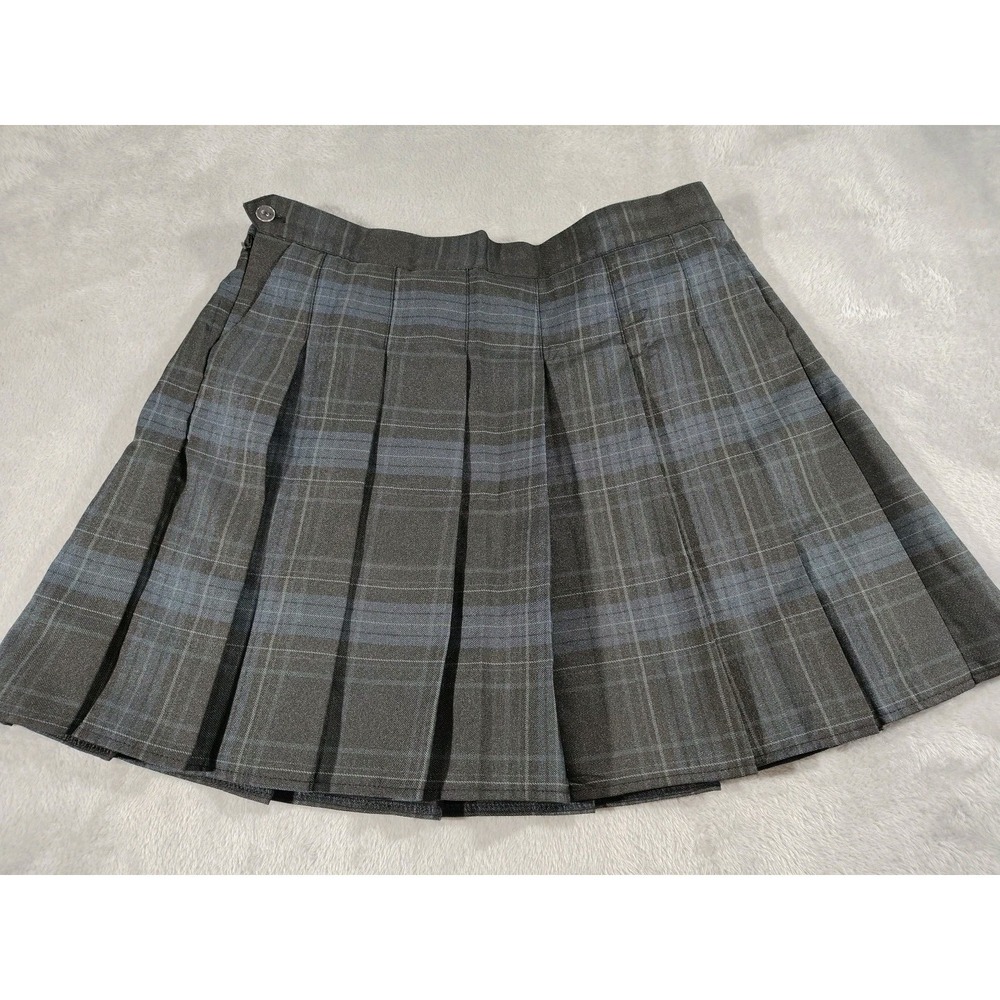 Catholic Girl School Uniform Skort 20-22 Black/Gray Pleated Elastic Waist Pocket